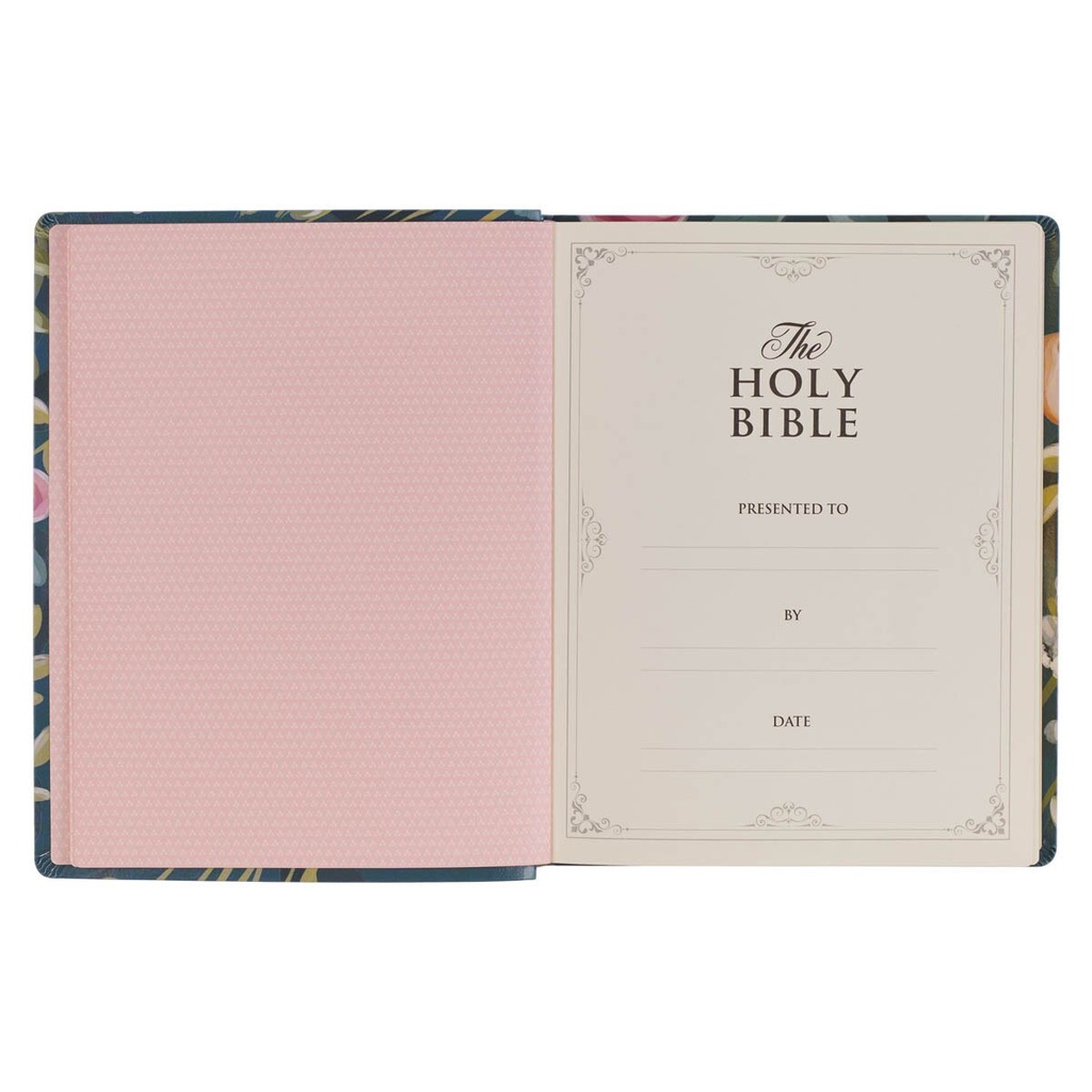 KJV Notetaking Large Print Love The Lord Teal Floral (01/25)