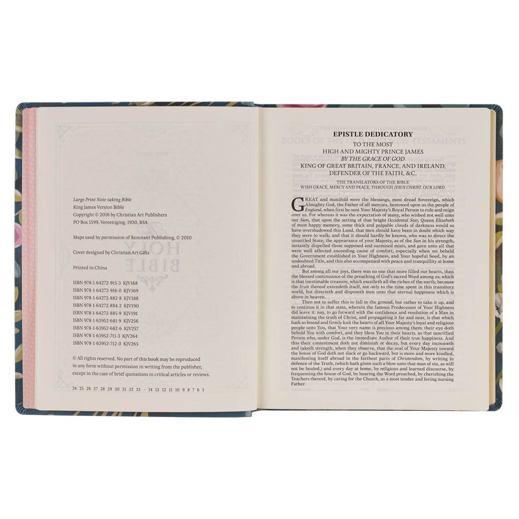 KJV Notetaking Large Print Love The Lord Teal Floral (01/25)
