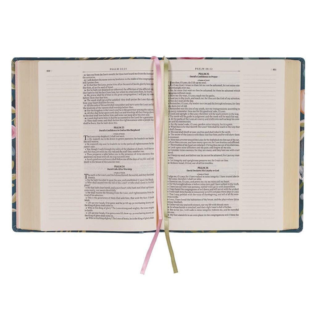 KJV Notetaking Large Print Love The Lord Teal Floral (01/25)