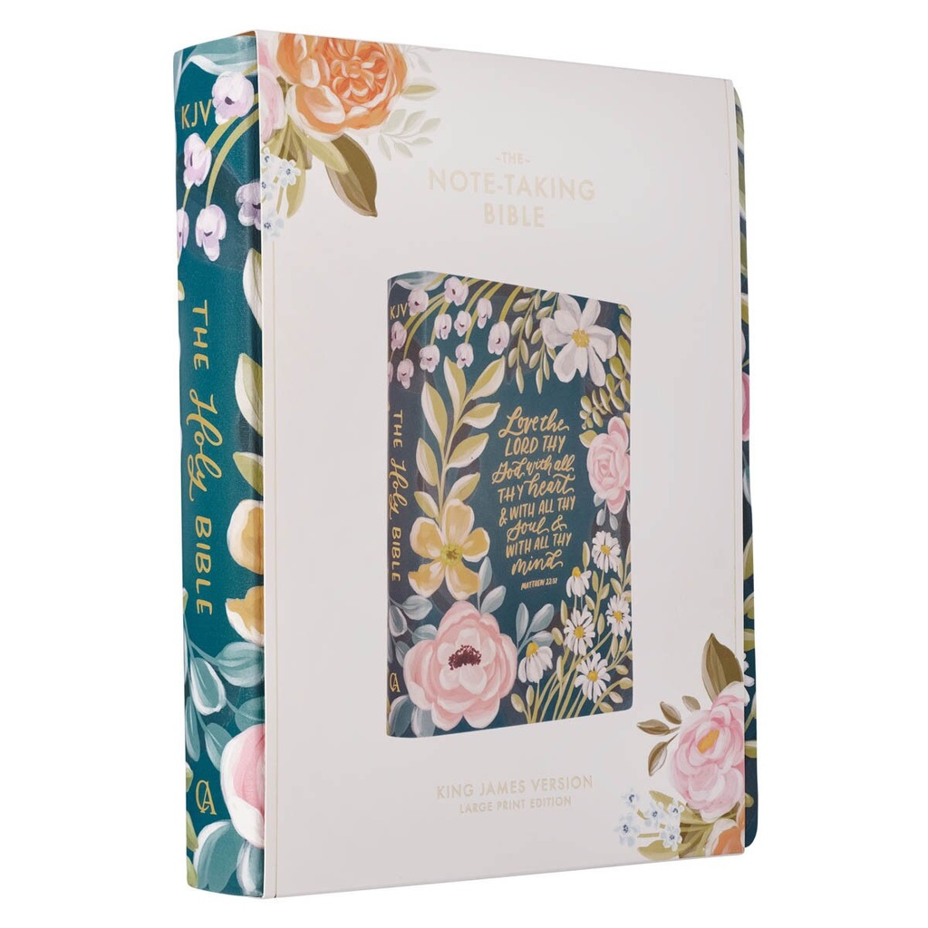 KJV Notetaking Large Print Love The Lord Teal Floral (01/25)