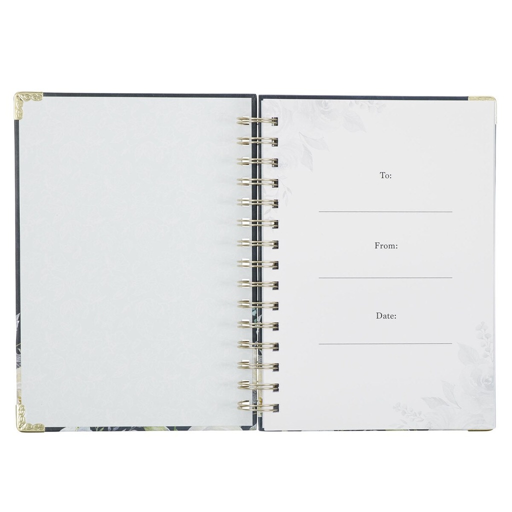 Journal Strength & Dignity Black/White Flowers