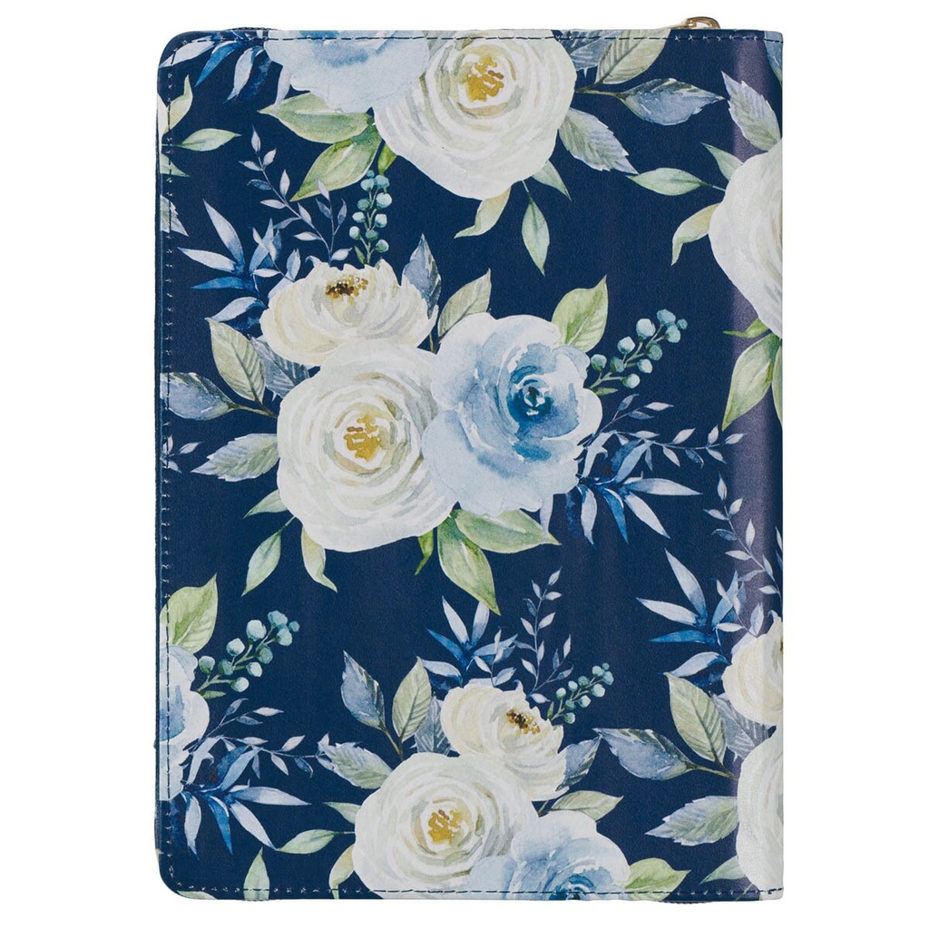 Journal Strength & Dignity Classic Blue Rose Zip