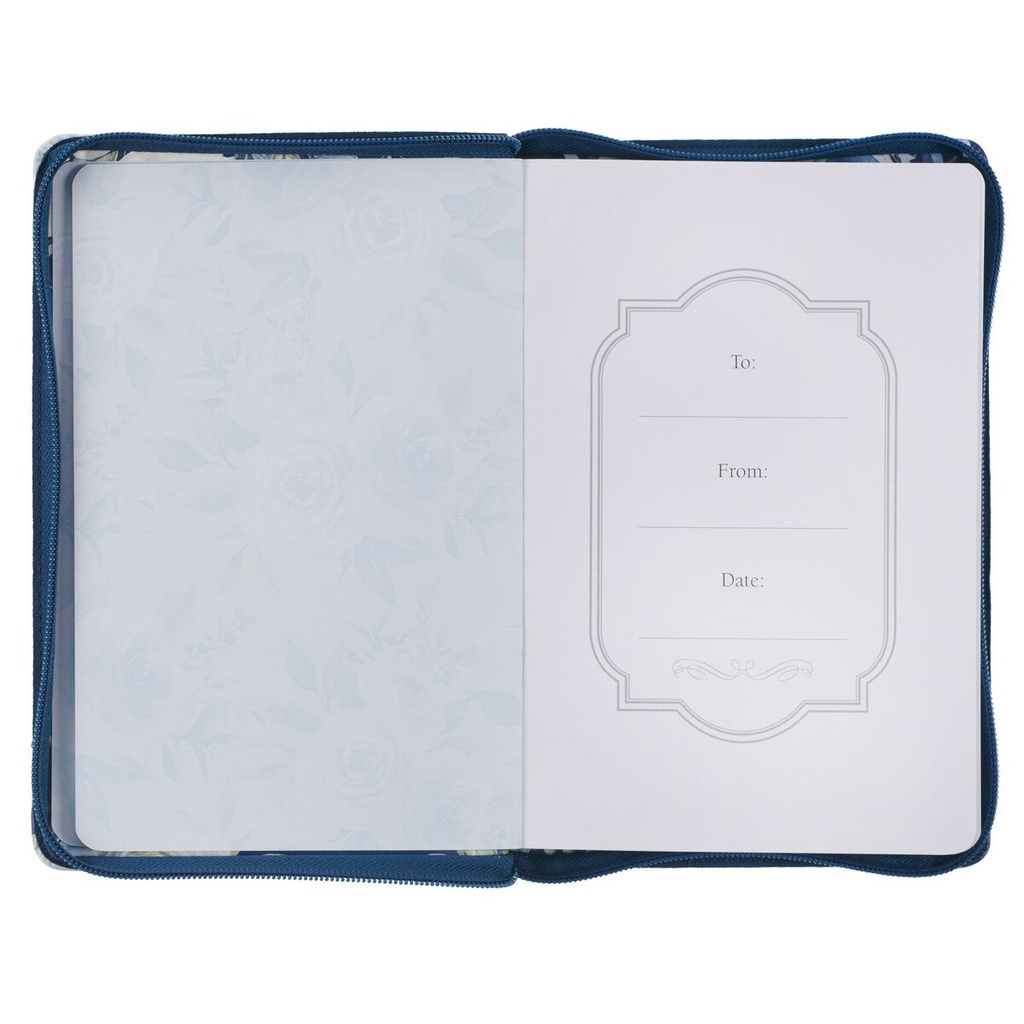 Journal Strength & Dignity Classic Blue Rose Zip