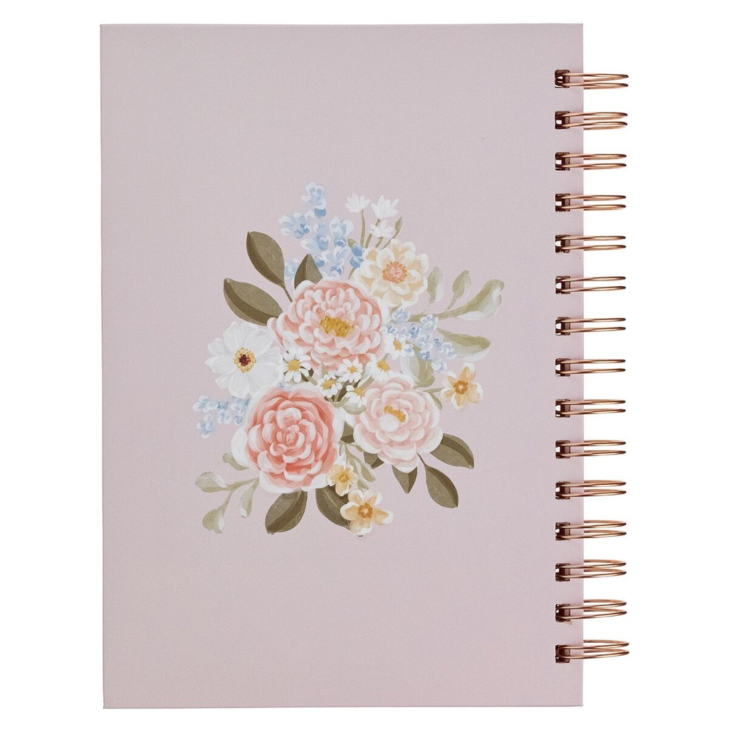 Journal Strength & Dignity Pink Floral Wirebound 
