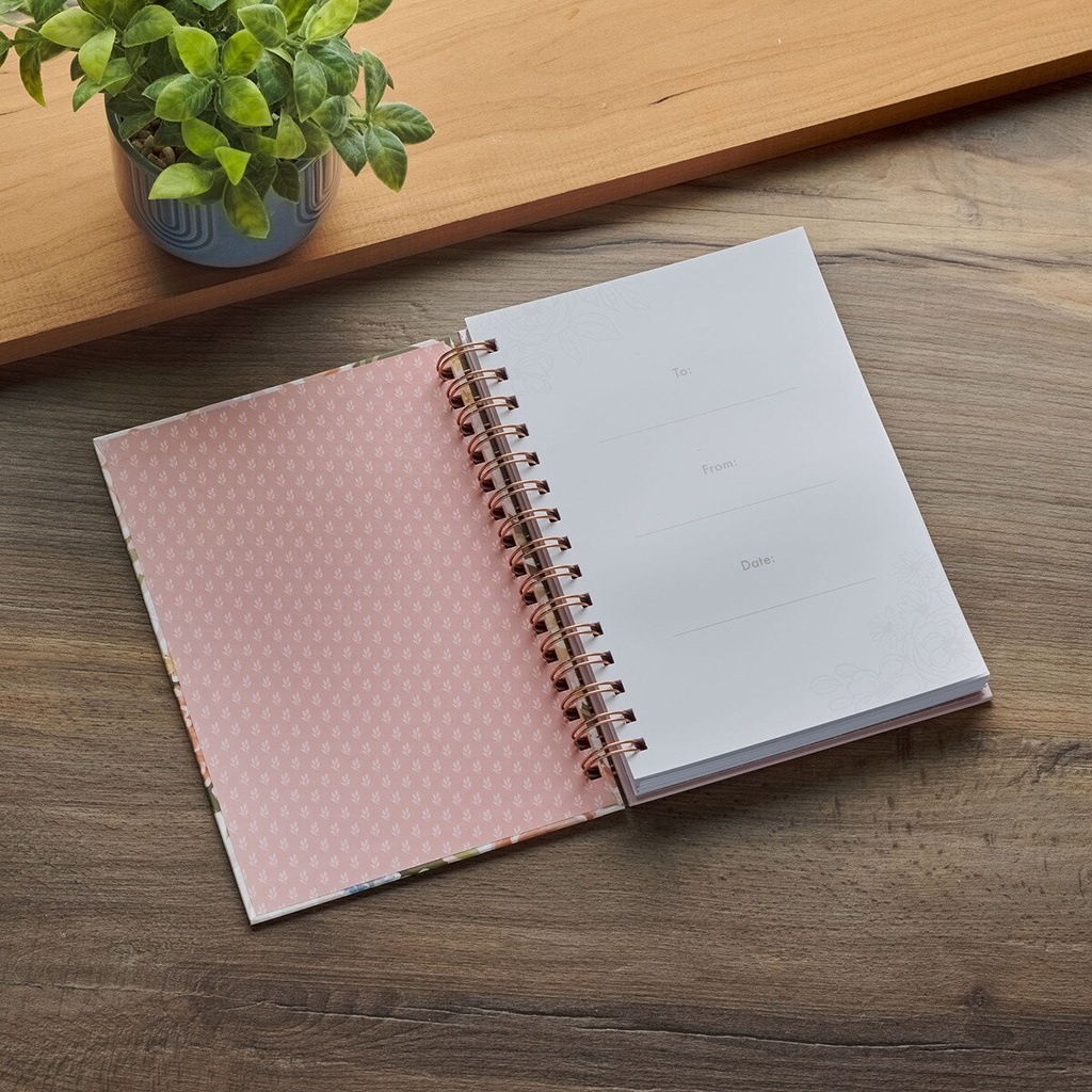 Journal Strength & Dignity Pink Floral Wirebound 