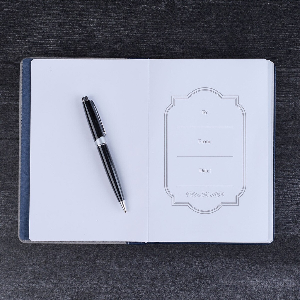 Journal Walk By Faith Navy/Grey Classic w/Pen Holder