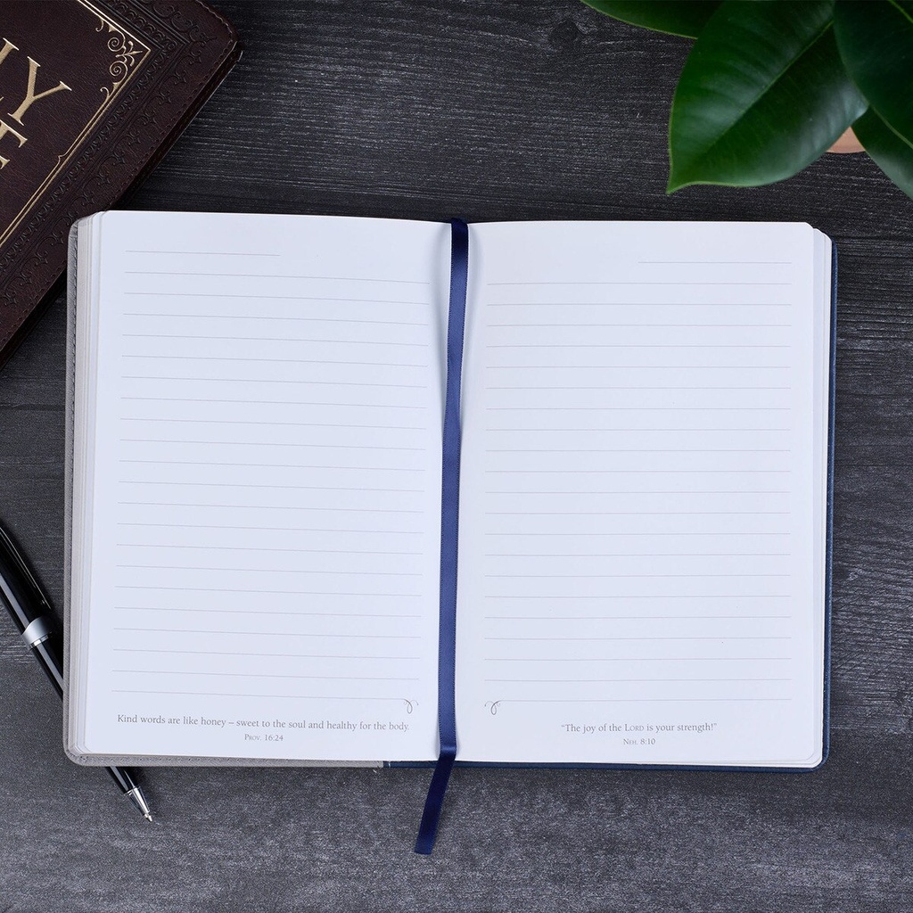 Journal Walk By Faith Navy/Grey Classic w/Pen Holder