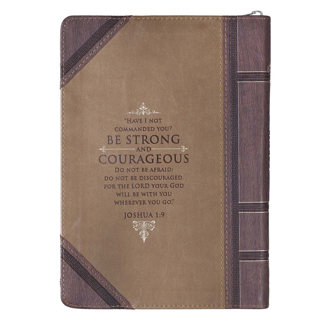 Journal W/Zipper Be Strong Josh 1:9 LuxLeather