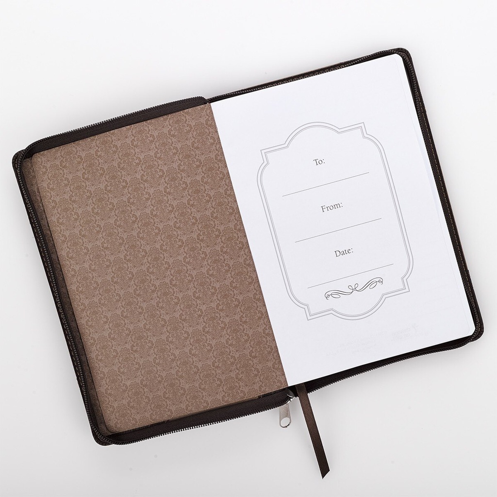 Journal W/Zipper Be Strong Josh 1:9 LuxLeather