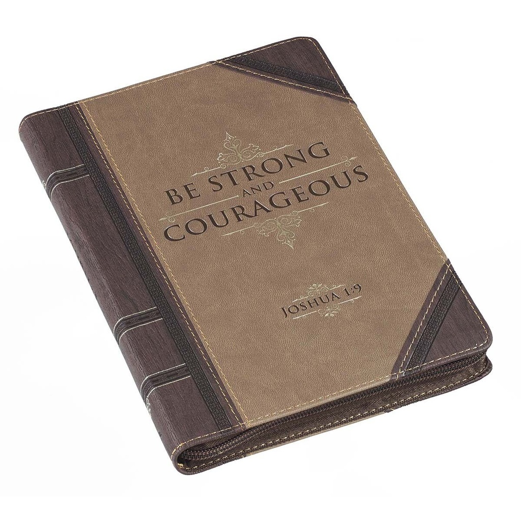 Journal W/Zipper Be Strong Josh 1:9 LuxLeather