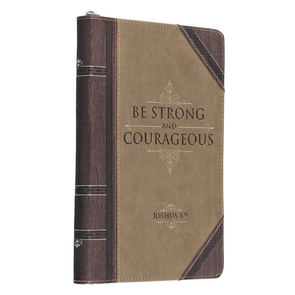 Journal W/Zipper Be Strong Josh 1:9 LuxLeather