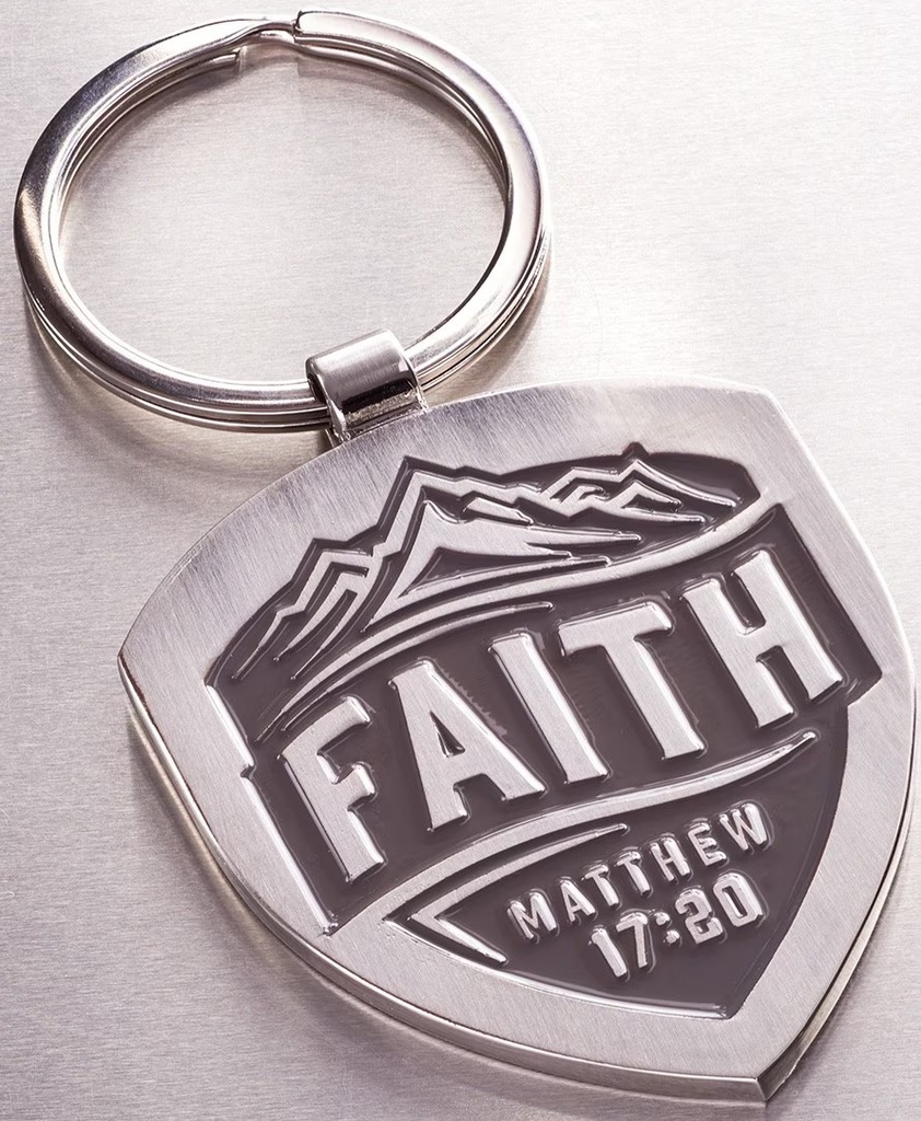 Keyring Faith Mountains Grey Metal