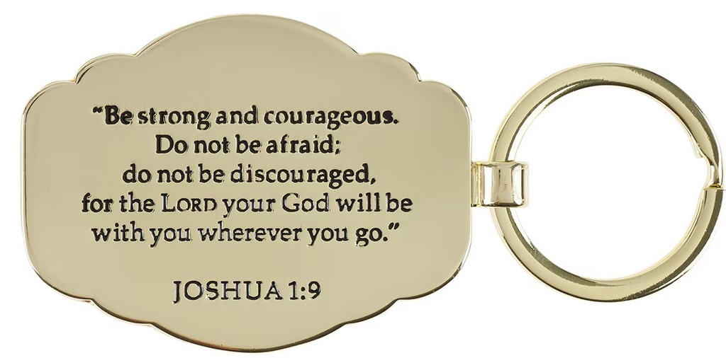 Keyring Strong & Courageous Blue Metal (02/25)