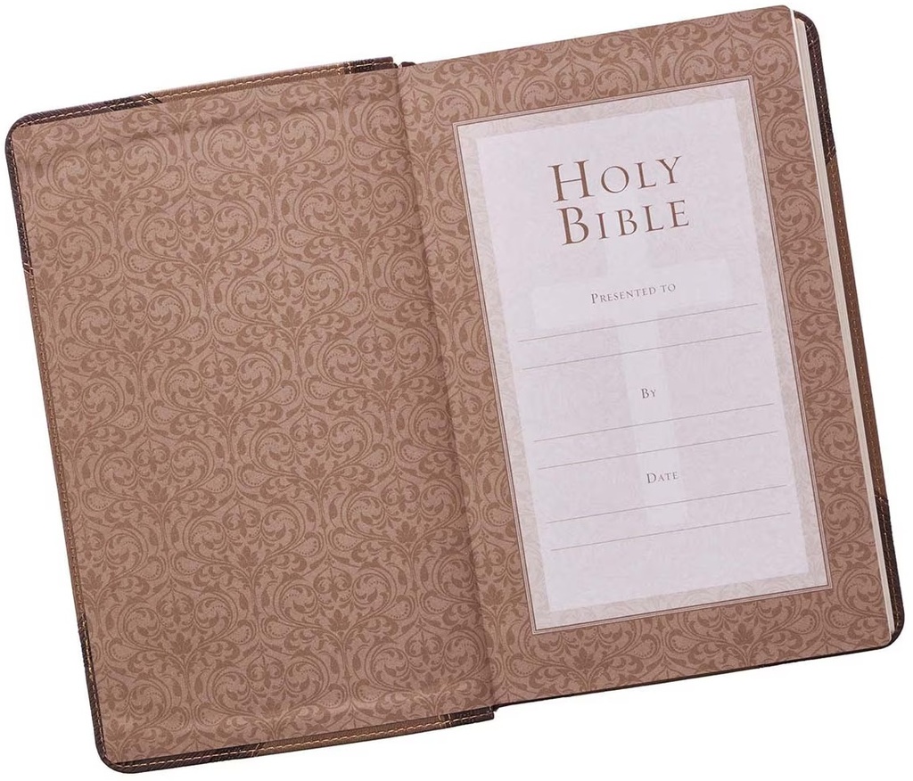 KJV Bible Giant Print Walnut & Tan LuxLeather