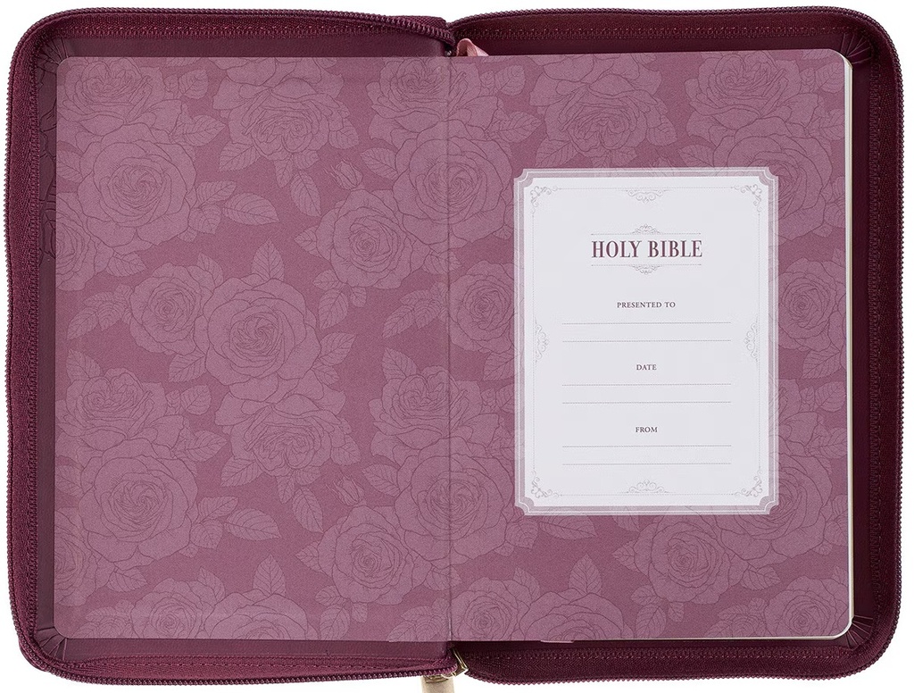 KJV Compact Bible Burgundy Debossed Zip