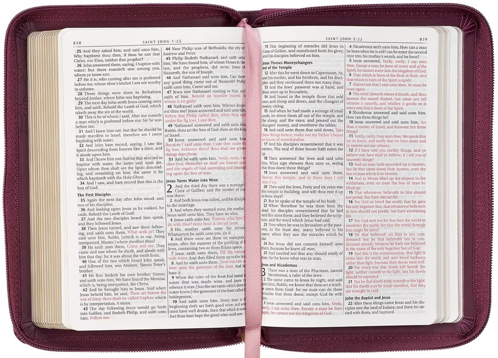 KJV Compact Bible Burgundy Debossed Zip