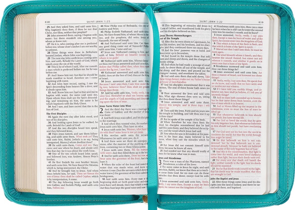 KJV Compact Bible Teal Debossed Zip