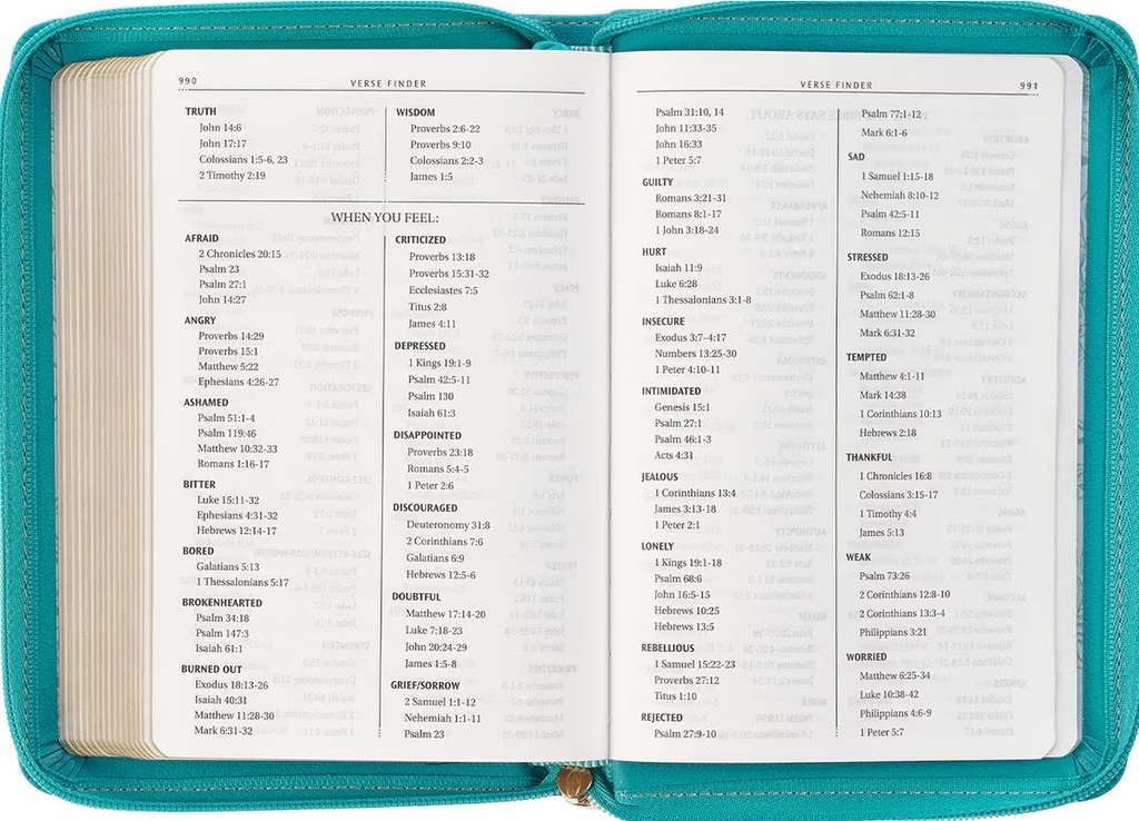 KJV Compact Bible Teal Debossed Zip
