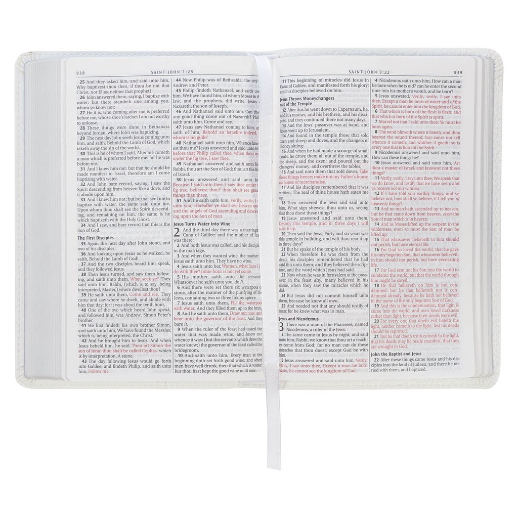 KJV Compact Bible White Luxleather