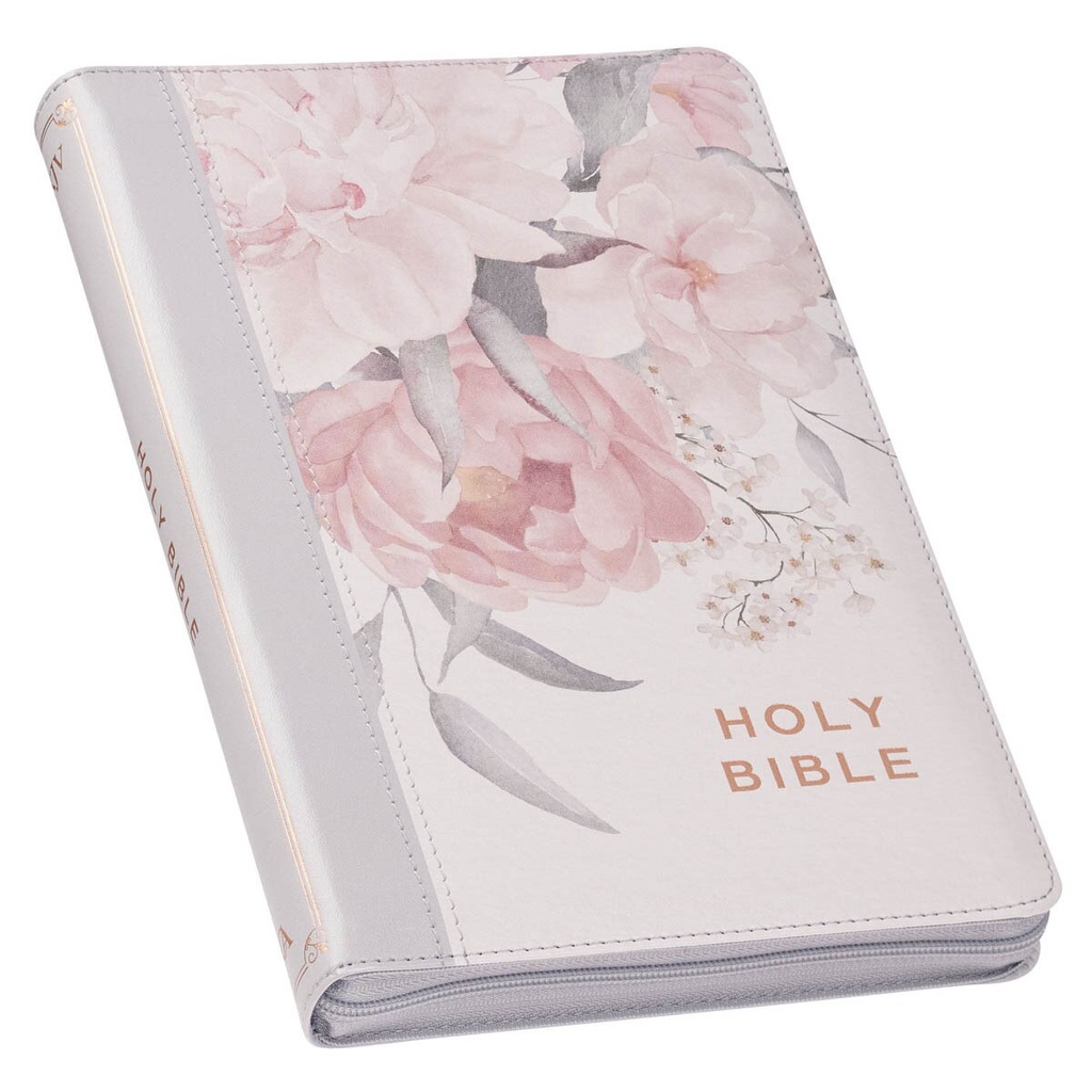 KJV Deluxe Gift Bible White Floral Zip  Index
