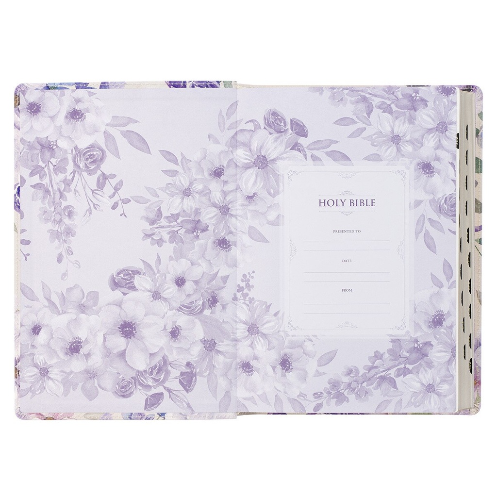 KJV Giant Print Full Size Bible White Floral Gold Foil (08/2