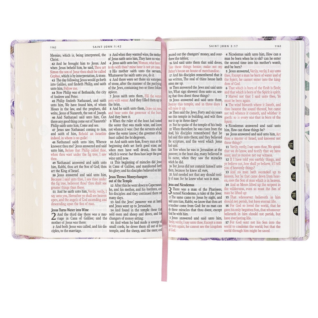 KJV Giant Print Full Size Bible White Floral Gold Foil (08/2