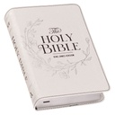 KJV Large Print Compact White Silver Foil Debossed