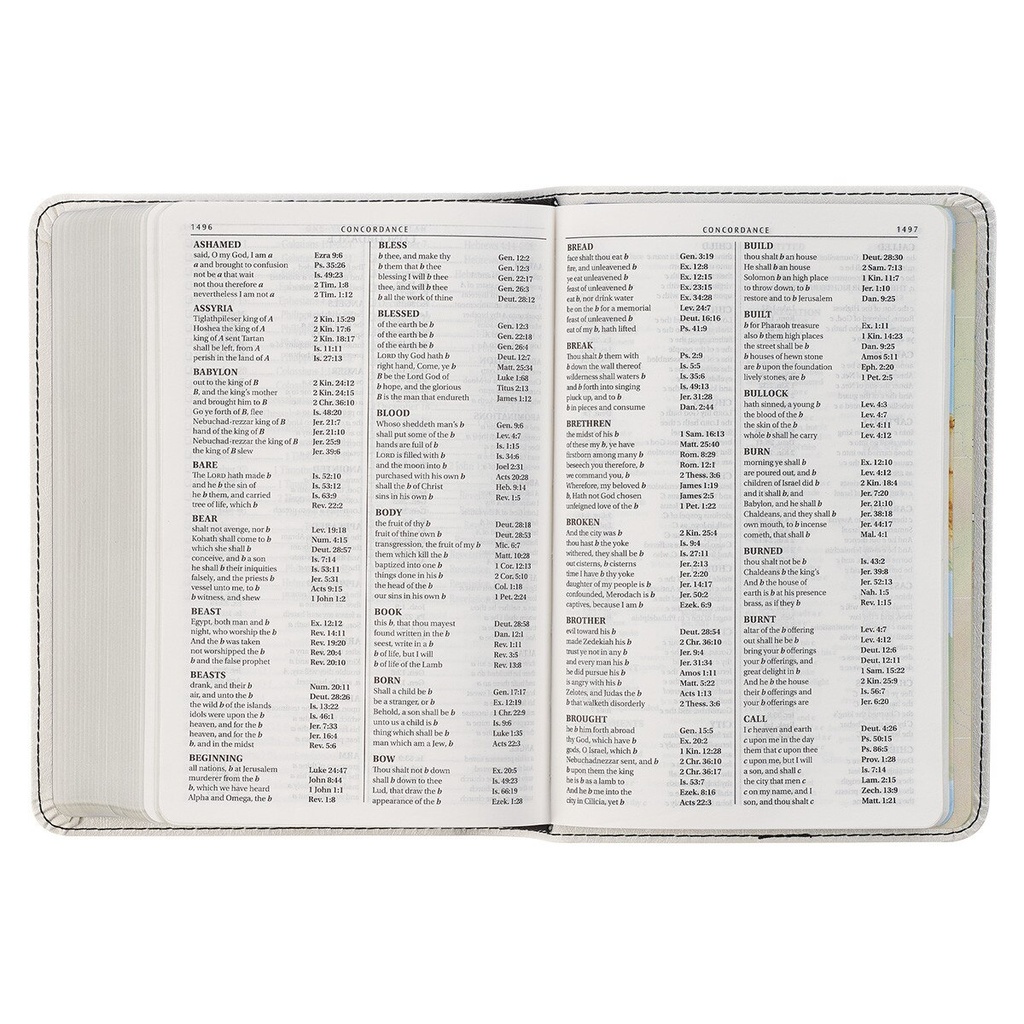 KJV Large Print Compact White Silver Foil Debossed