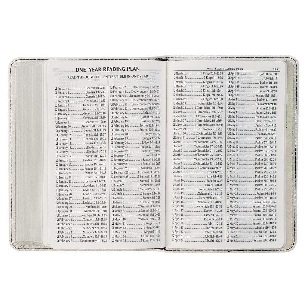 KJV Large Print Compact White Silver Foil Debossed