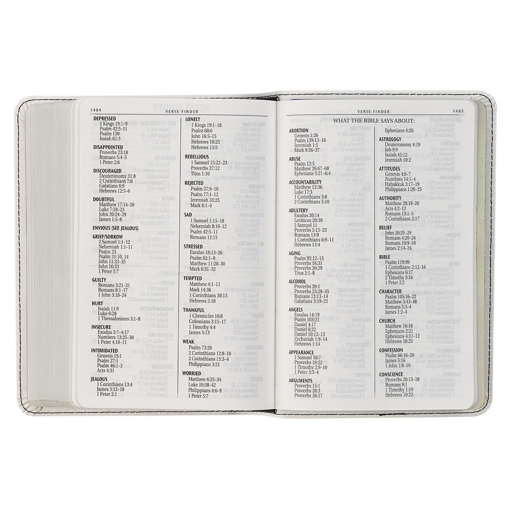 KJV Large Print Compact White Silver Foil Debossed