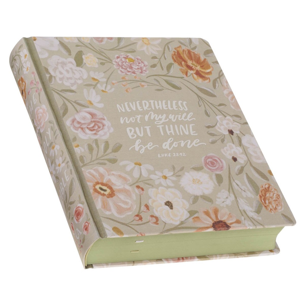 KJV Notetaking Large Print Not My Will Sage Green Floral (01/25)