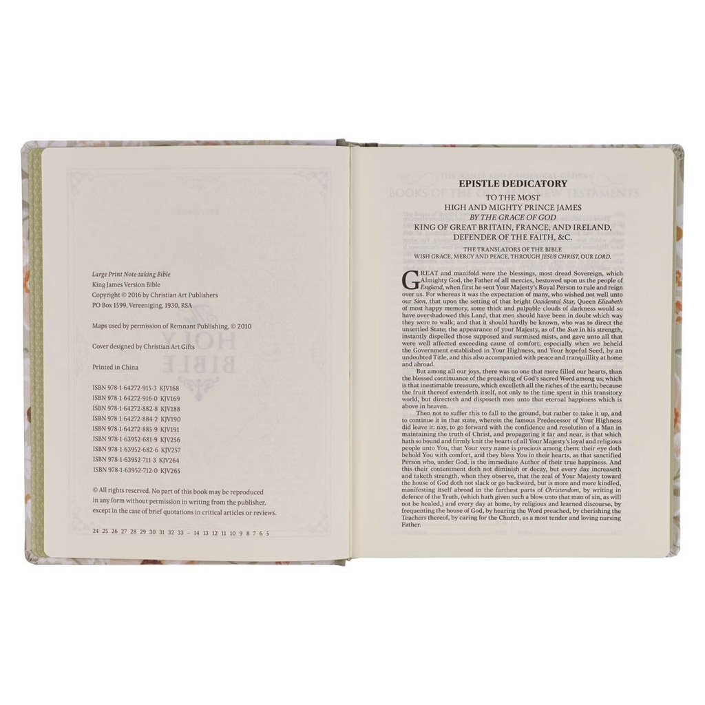 KJV Notetaking Large Print Not My Will Sage Green Floral (01/25)