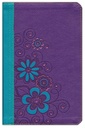 NLT Girls Life Application Study Bible Purple/Teal Flower