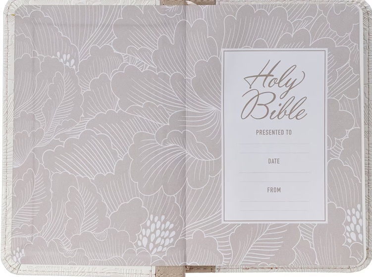 KJV Pocket Bible Ivory White Debossed Zip