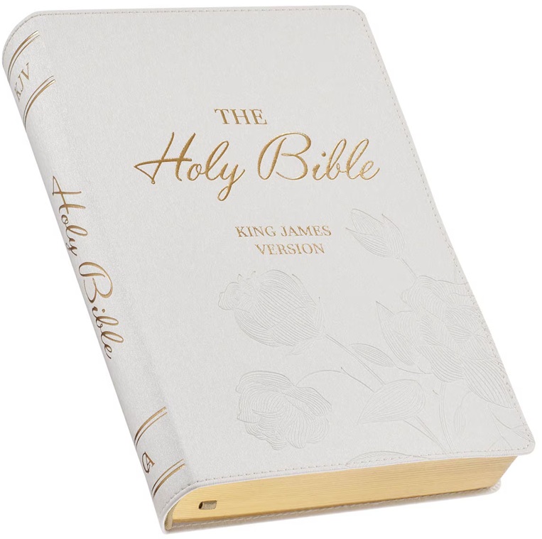 KJV Super Giant Print Bible White Debossed Gold Foil