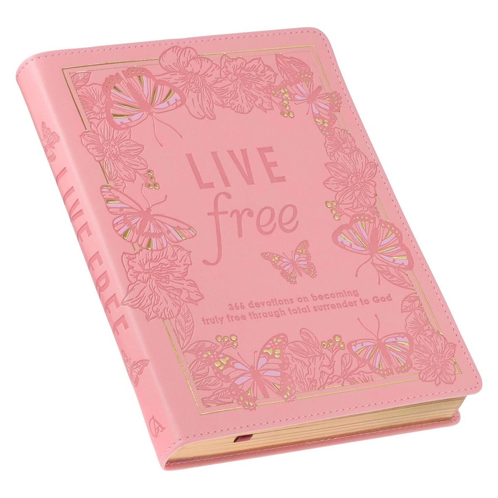 Live Free 366 Devotions Pink Faux Leather