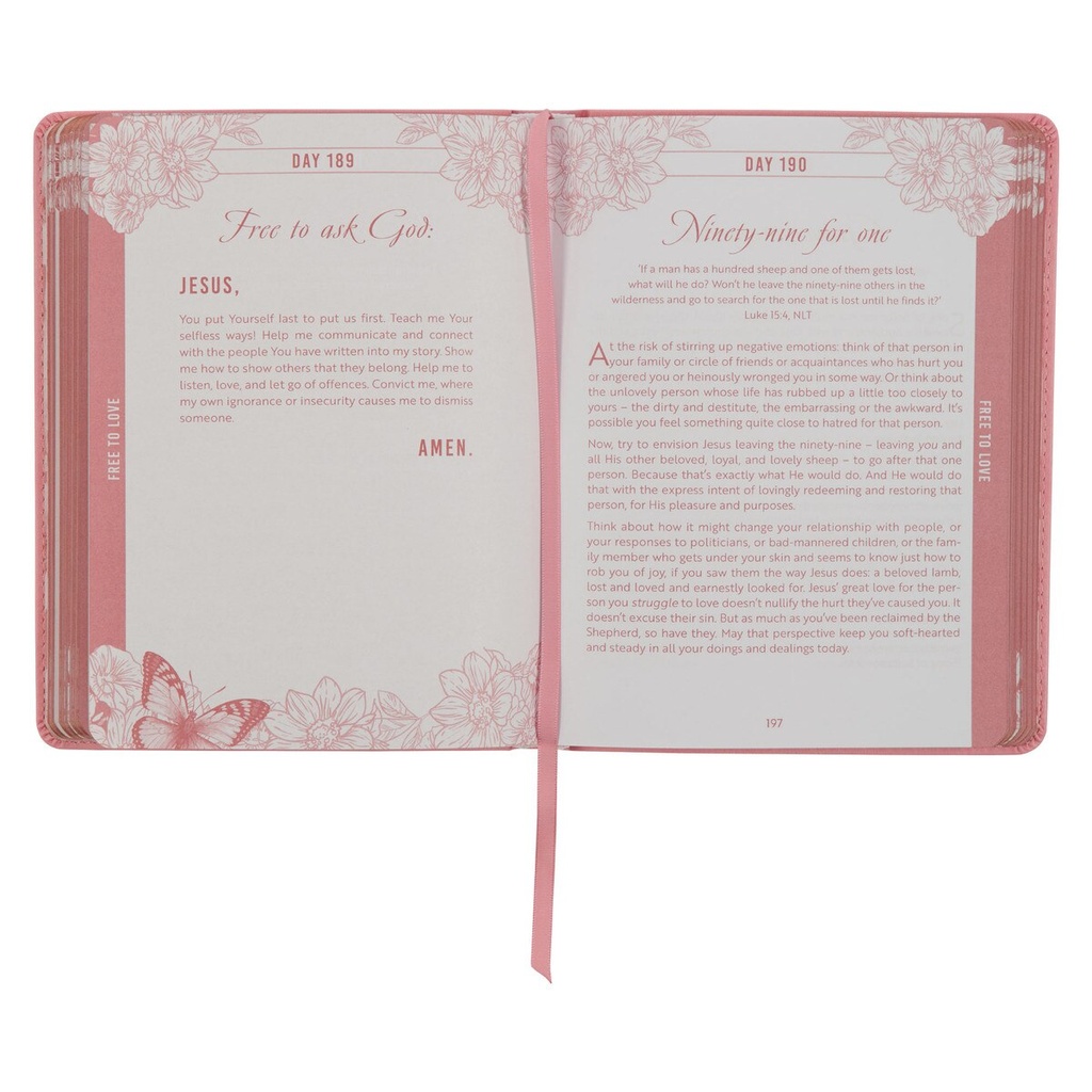 Live Free 366 Devotions Pink Faux Leather