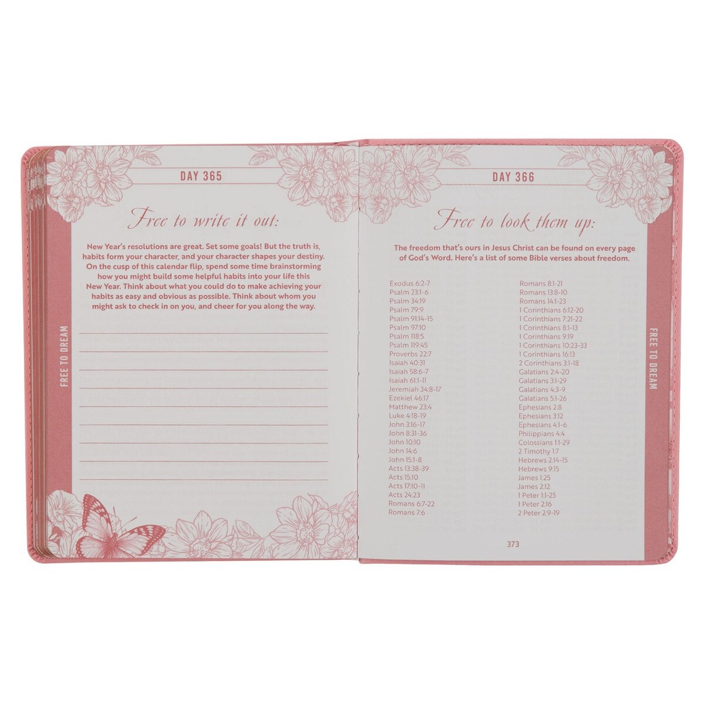 Live Free 366 Devotions Pink Faux Leather