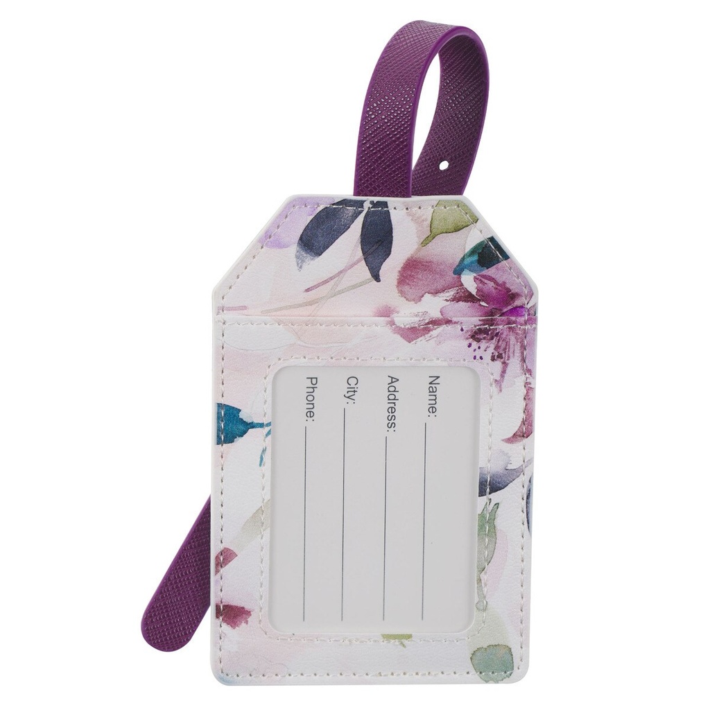 Luggage Tag Strength &  Dignity  Purple Bloom