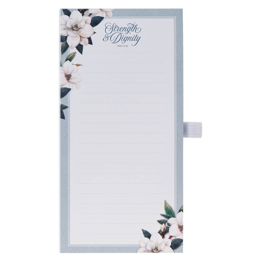 Magentic Notepad Strength & Dignity Blue Floral w/Pen (08/24)