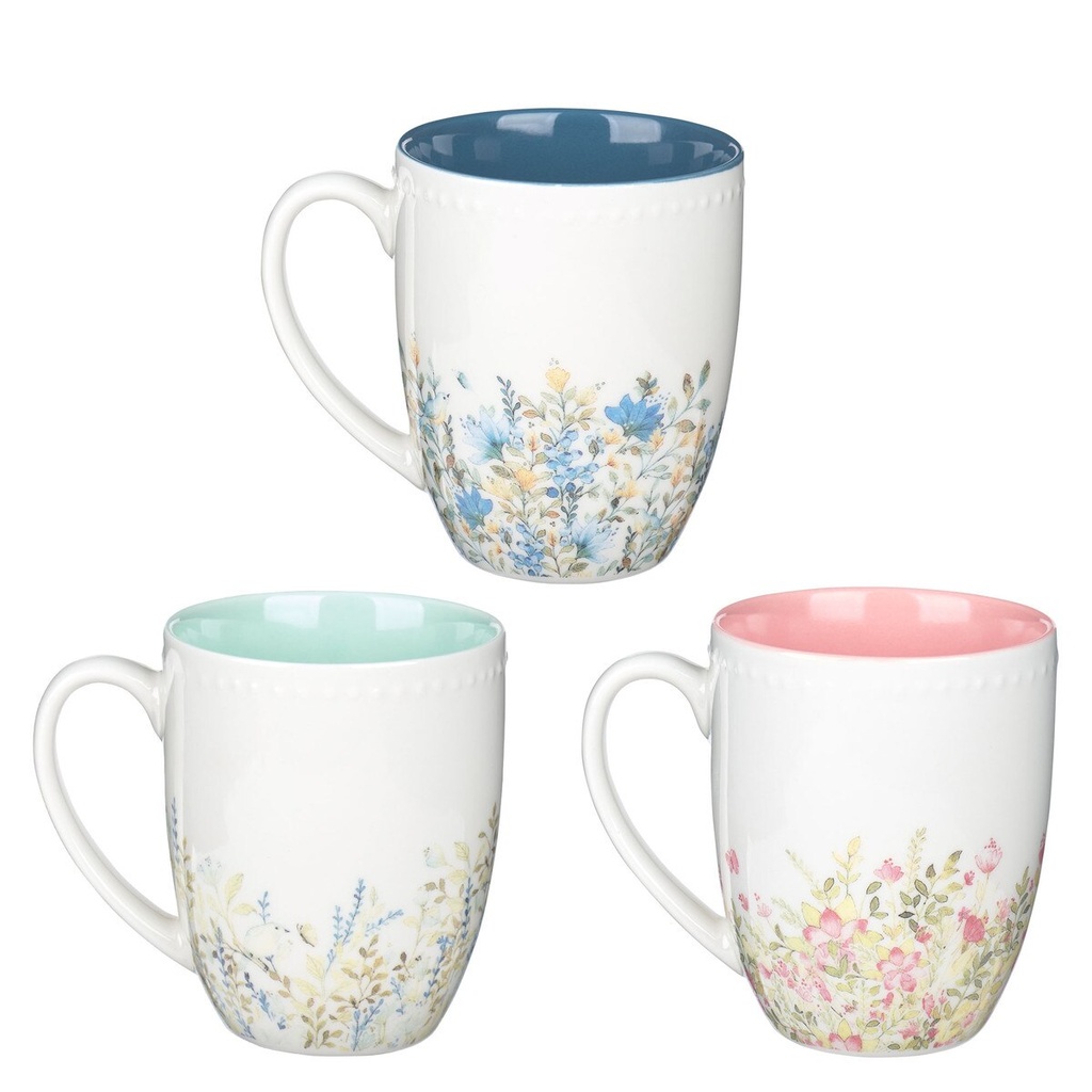 Mug 3 Piece Set Petite Floral Faith Hope Love