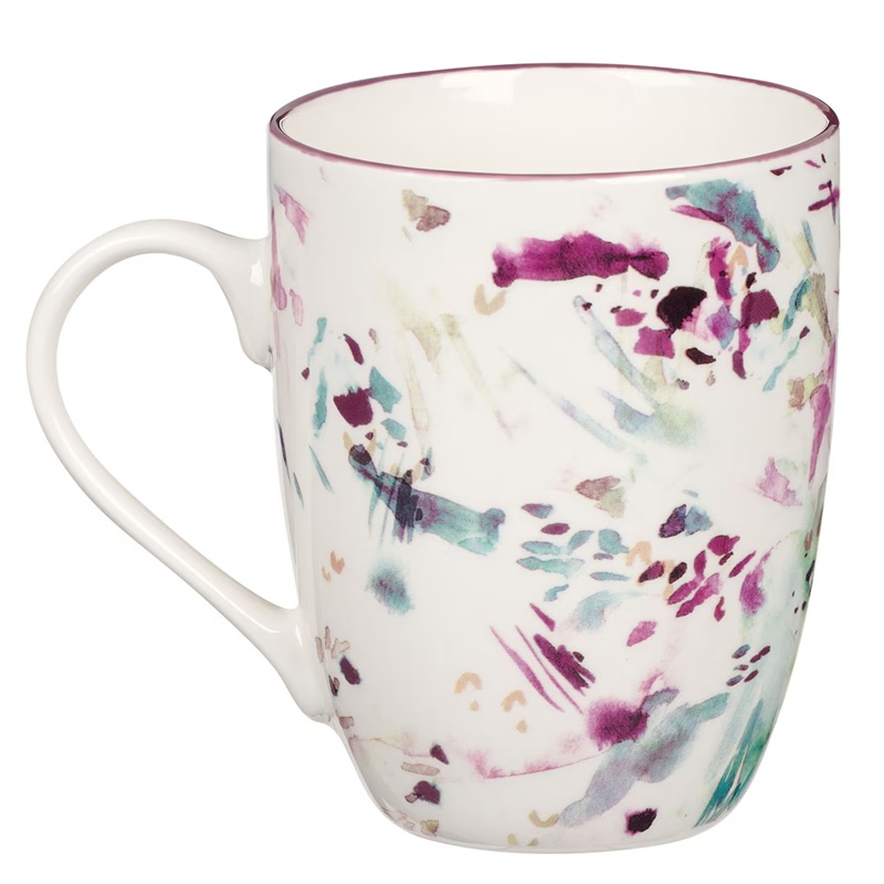 Mug Be Still & Know Abstract Purple Floral
