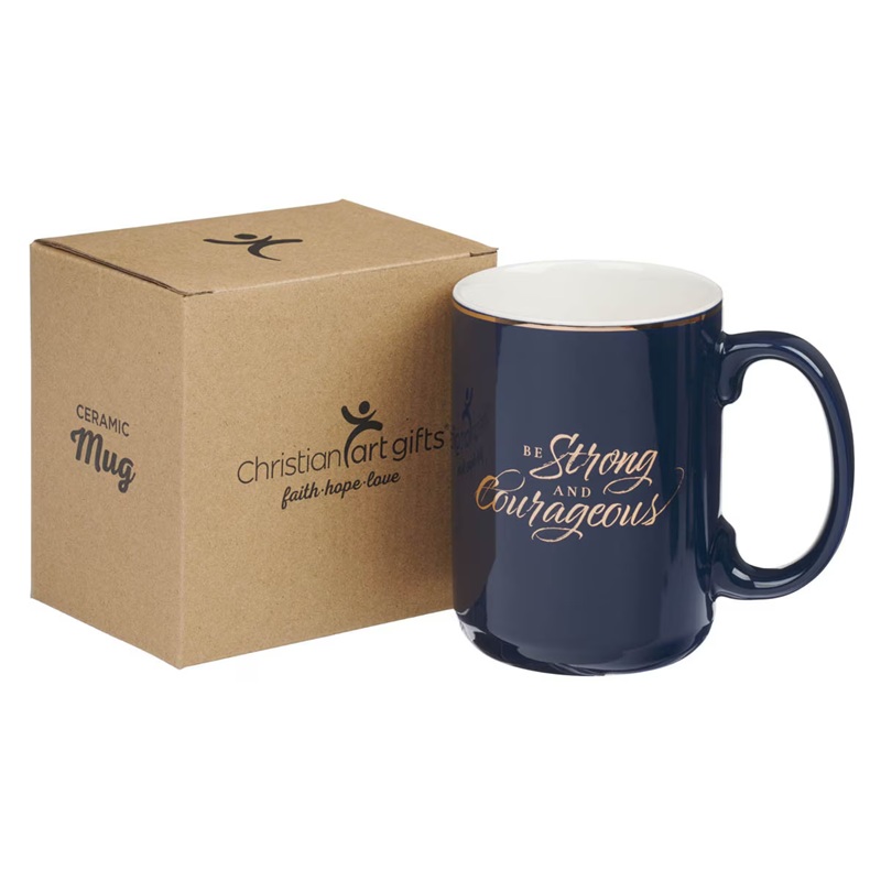 Mug Be Strong and Courageous Joshua 1:9 Navy