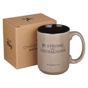 Mug Be Strong & Courageous Walnut & Tan