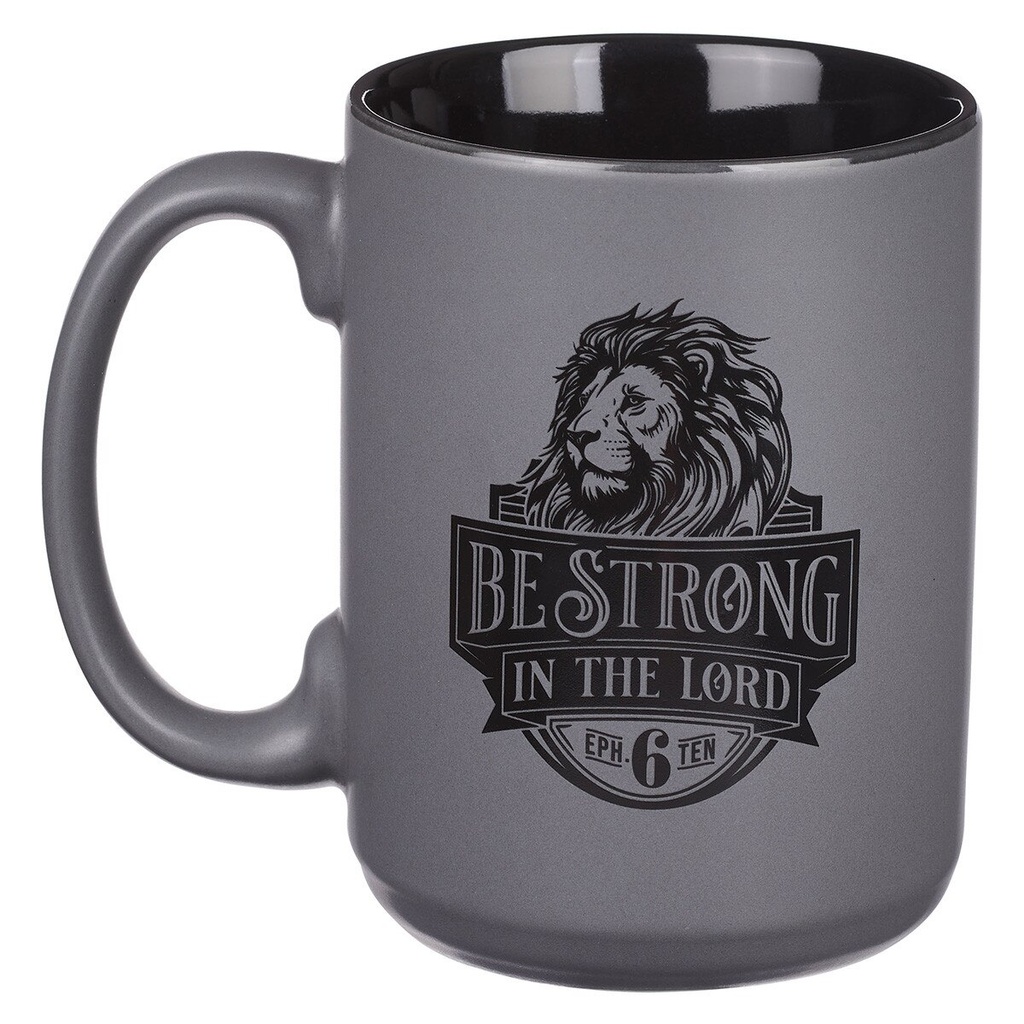 Mug Be Strong Lion Black & Grey Eph 6:10
