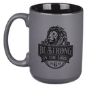Mug Be Strong Lion Black & Grey Eph 6:10