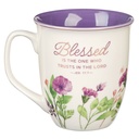 Mug Blessed Jer. 17:7 Purple Floral
