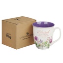 Mug Blessed Jer. 17:7 Purple Floral