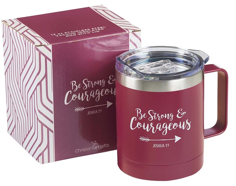 Mug Camp Be Strong & Courageous Berry Stainless Steel