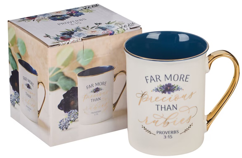 Mug Far More Precious Than Rubies White/Blue